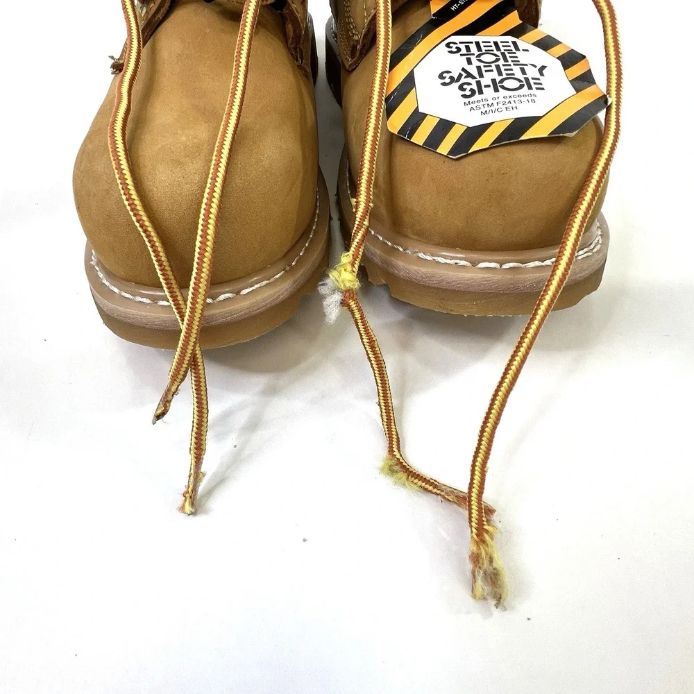 Rhino Mens Steel Toe Work Boots Size 9.5 Leather Insulated Safety Shoes Tan